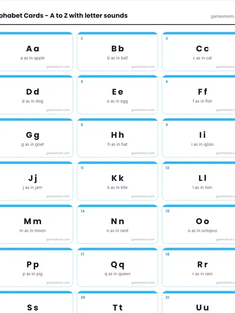 Screenshot of Alphabet Flashcards