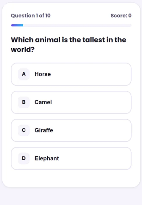 Screenshot of Animal Quiz