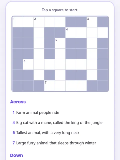 Screenshot of Crossword Puzzles