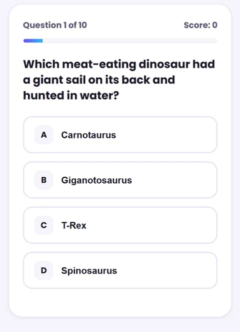 Screenshot of Dinosaur Quiz
