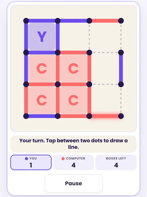 Screenshot of Dots and Boxes