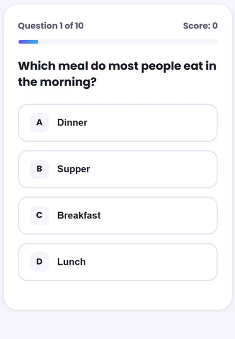 Screenshot of General Knowledge Quiz