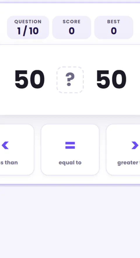 Screenshot of Greater or Less