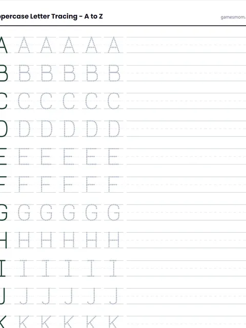 Screenshot of Letter Tracing Worksheet