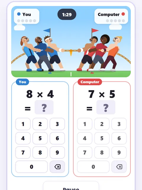 Screenshot of Math Tug of War