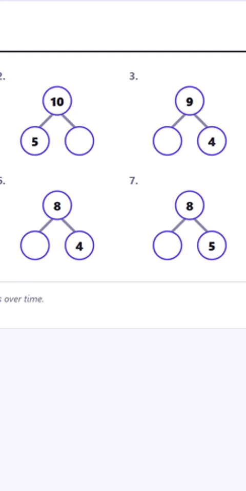 Screenshot of Number Bonds to 10 Worksheet