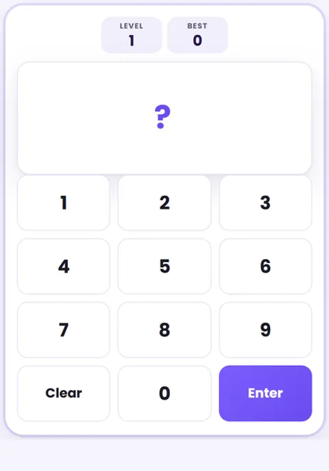 Screenshot of Number Memory