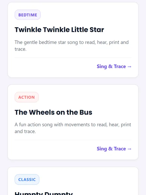 Screenshot of Nursery Rhymes