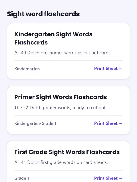 Screenshot of Printables