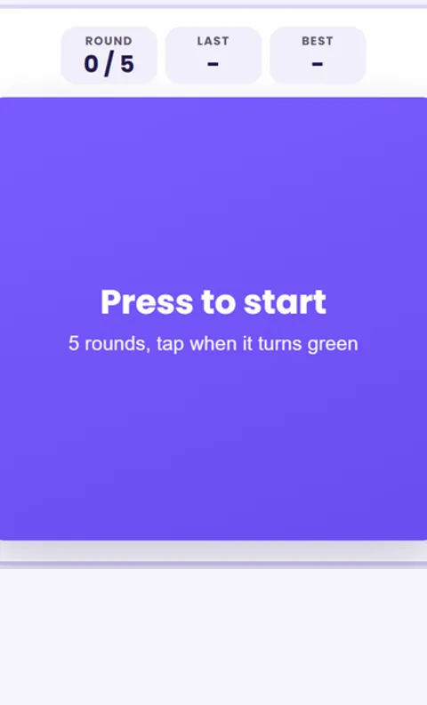 Screenshot of Reaction Time