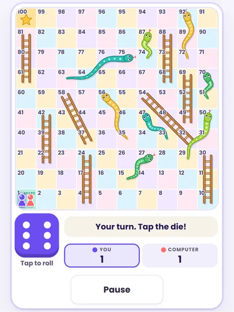Screenshot of Snakes and Ladders