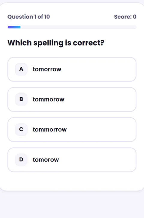 Screenshot of Spelling Quiz