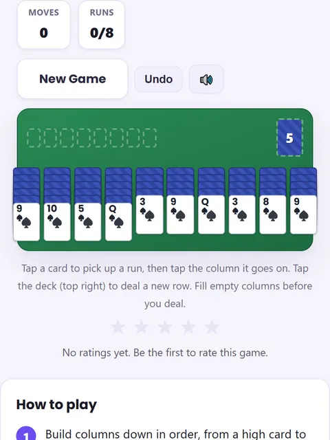 Screenshot of Spider Solitaire