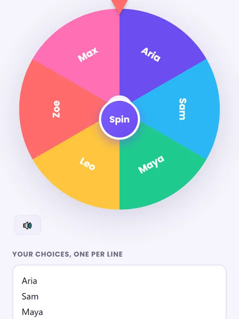 Screenshot of Spin the Wheel