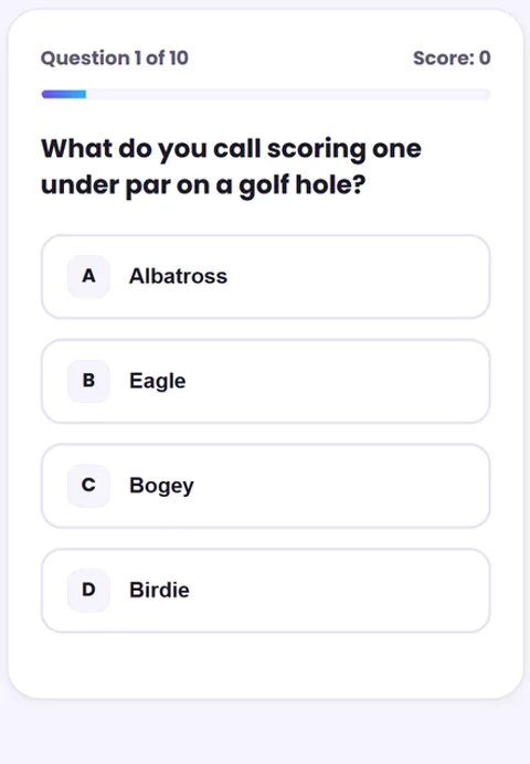 Screenshot of Sports Quiz