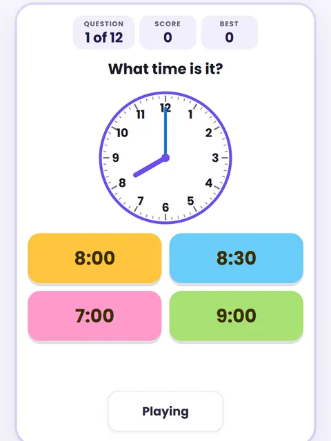 Screenshot of Telling Time