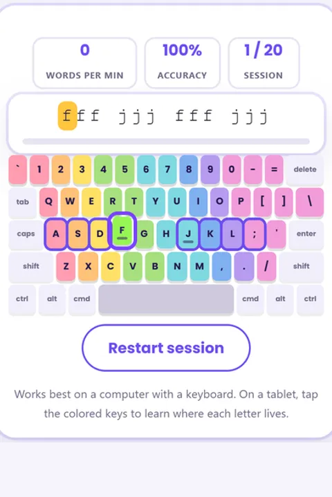 Screenshot of Typing Practice