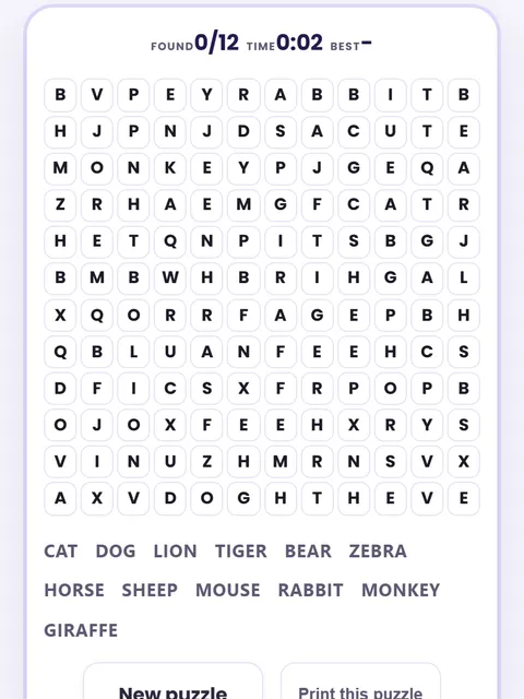 Screenshot of Word Search Games