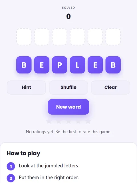 Screenshot of Word Unscramble