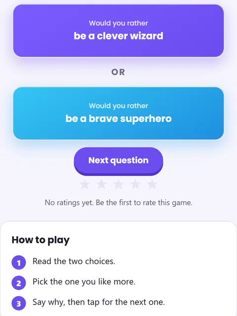 Screenshot of Would You Rather